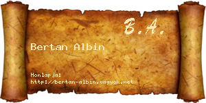 Bertan Albin névjegykártya